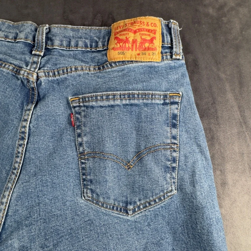 Levi's 505 Regular Fit Jeans Mens 34x29 Blue Straight Leg Denim Pants